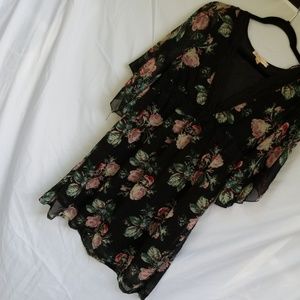 Betsey Johnson Black rose print dress